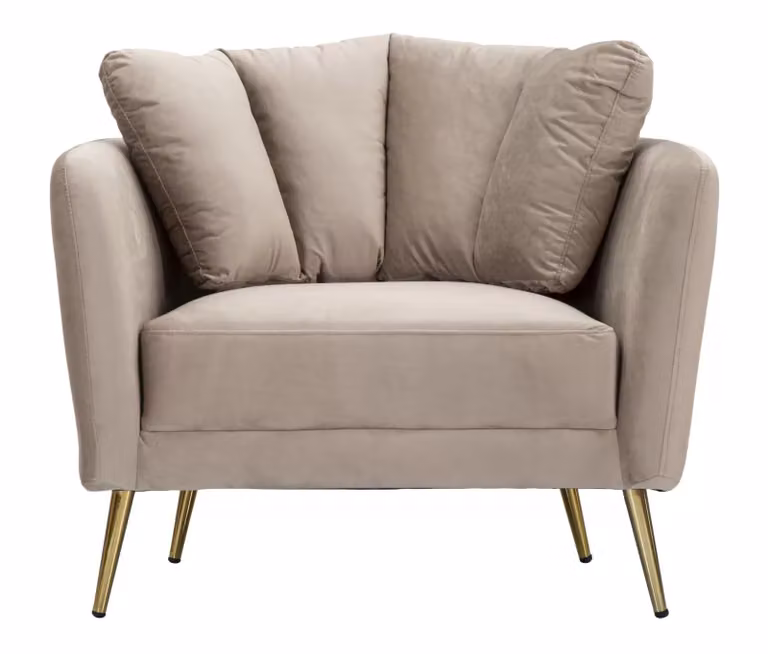Poltrona Kiev Charme1921 grigia con dettagli oro e struttura in metallo L: 88 cm, P: 77 cm, H: 74 cm