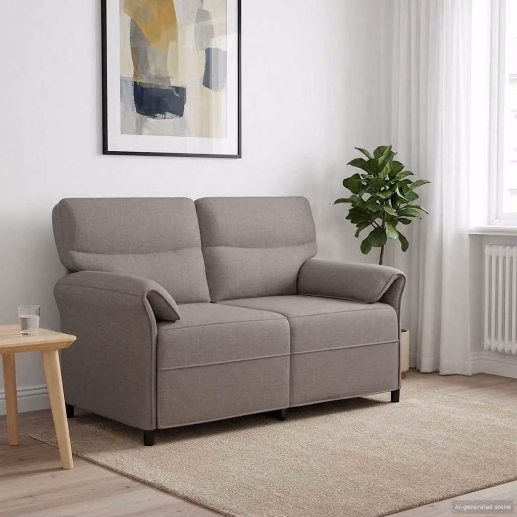 Divano a 2 posti moderno vidaXL in tessuto beige o grigio con struttura in metallo e cuscini inclusi L: 138 cm, P: 83 cm, H: 95 cm