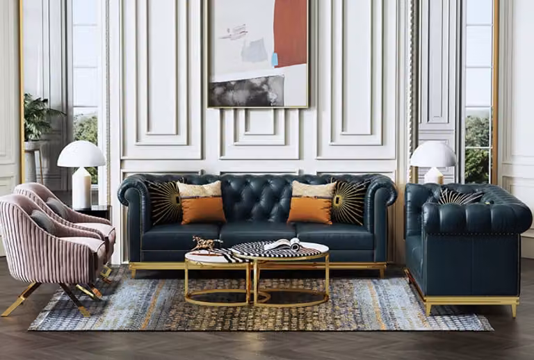Sofagarnitur 3+2 Sitzer Chesterfield Wohnlandschaft Sofas Couchen Polster