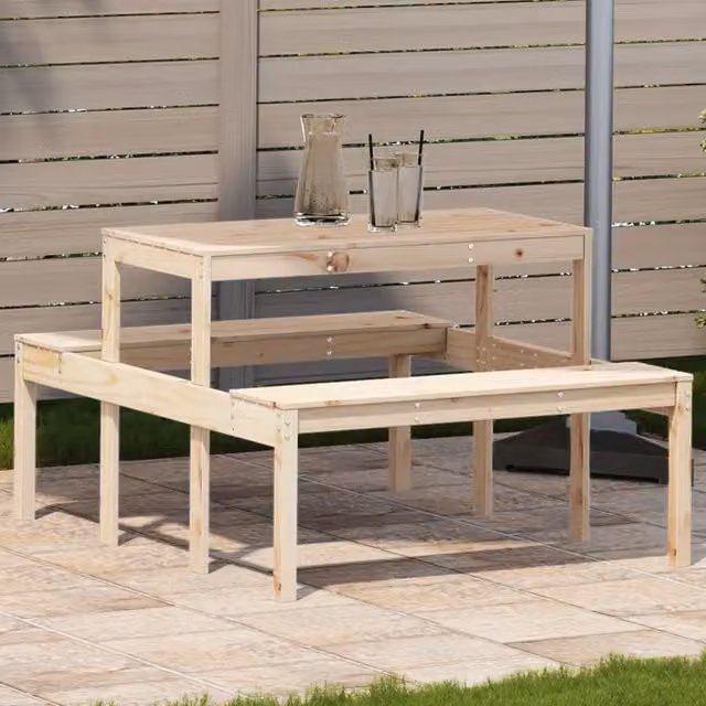 Tavolo da picnic rettangolare vidaXL in legno di pino beige L/P/H: 110 x 134 x 75 cm – 1