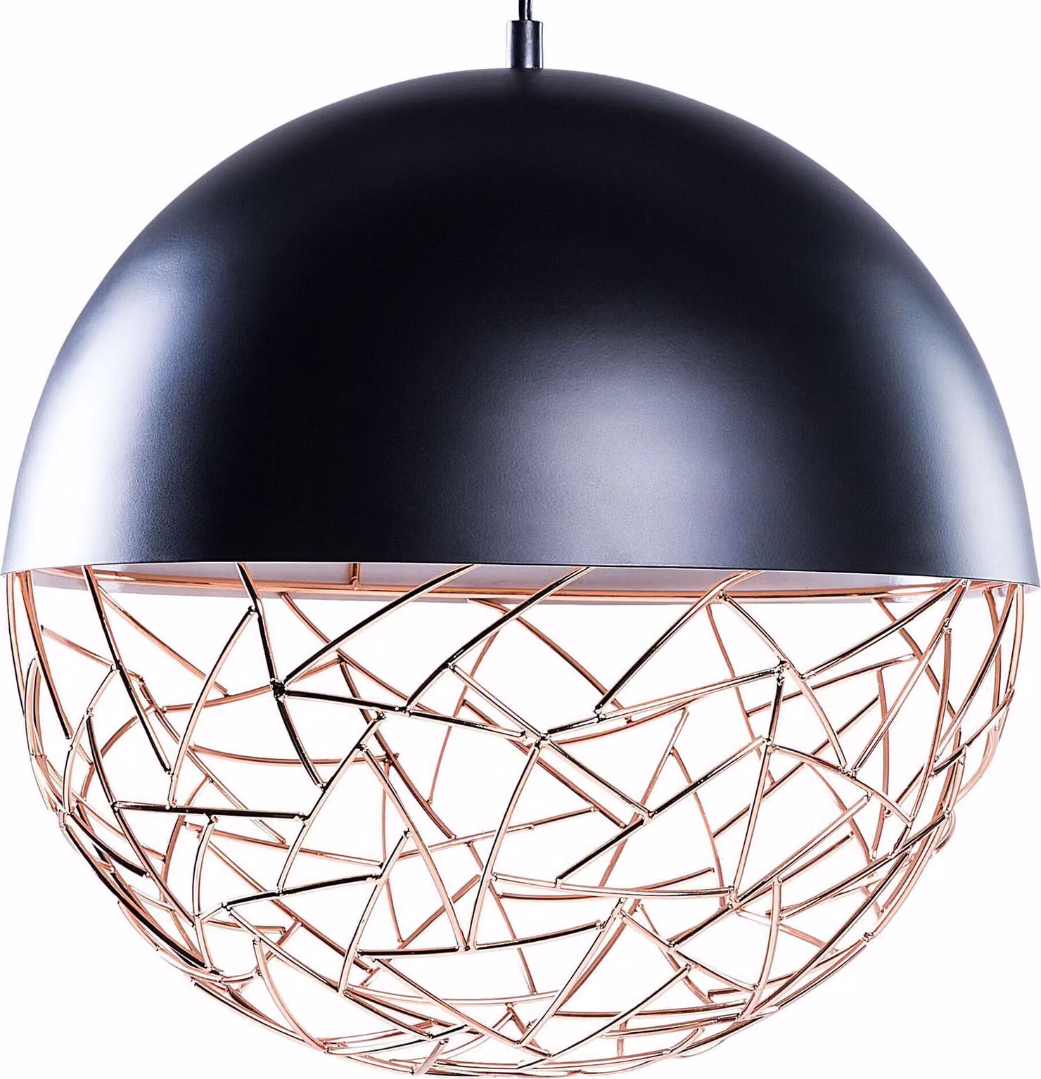 BELIANI Lampada a sospensione in metallo nero di forma sferica con ottica a rete in rame stile minimalista