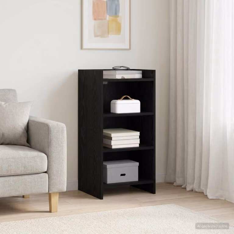 Credenza moderna vidaXL in legno ingegnerizzato nero, L 40 cm x P 36 cm x H 80 cm
