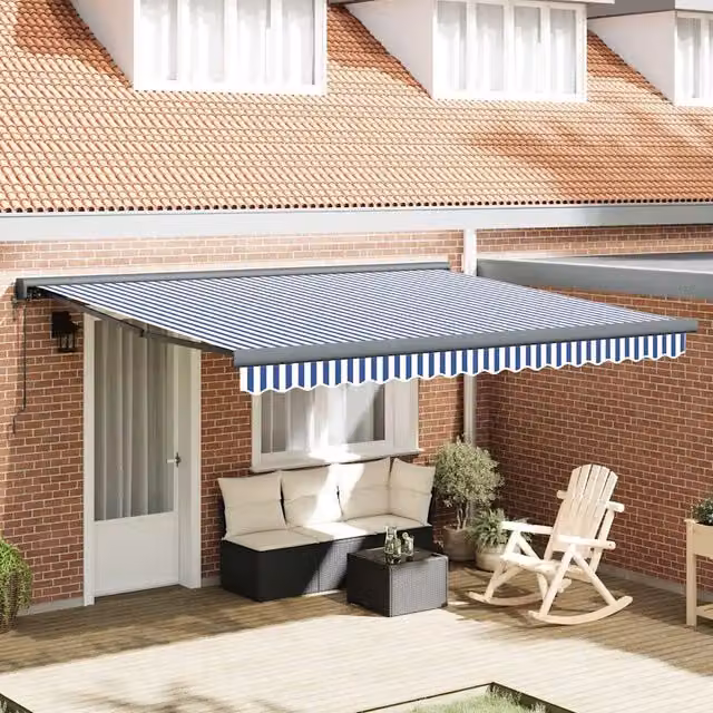 Tenda Sole Retrattile Blu e Bianca 3,5x2,5m Tessuto e Alluminio 3154572