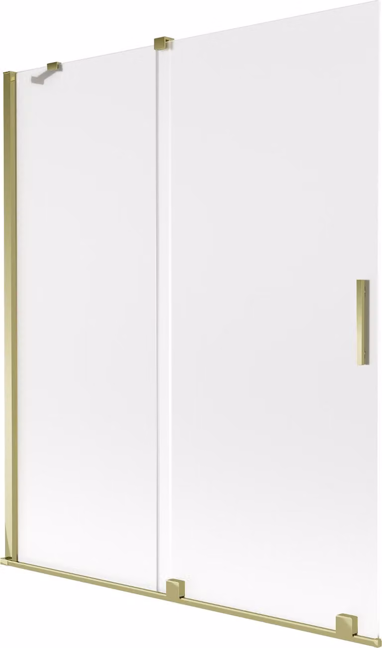 Mexen Velar paratia per vasca da bagno a 2 ante scorrevoli 140 x 150 cm, brina, oro - 896-140-000-31-50