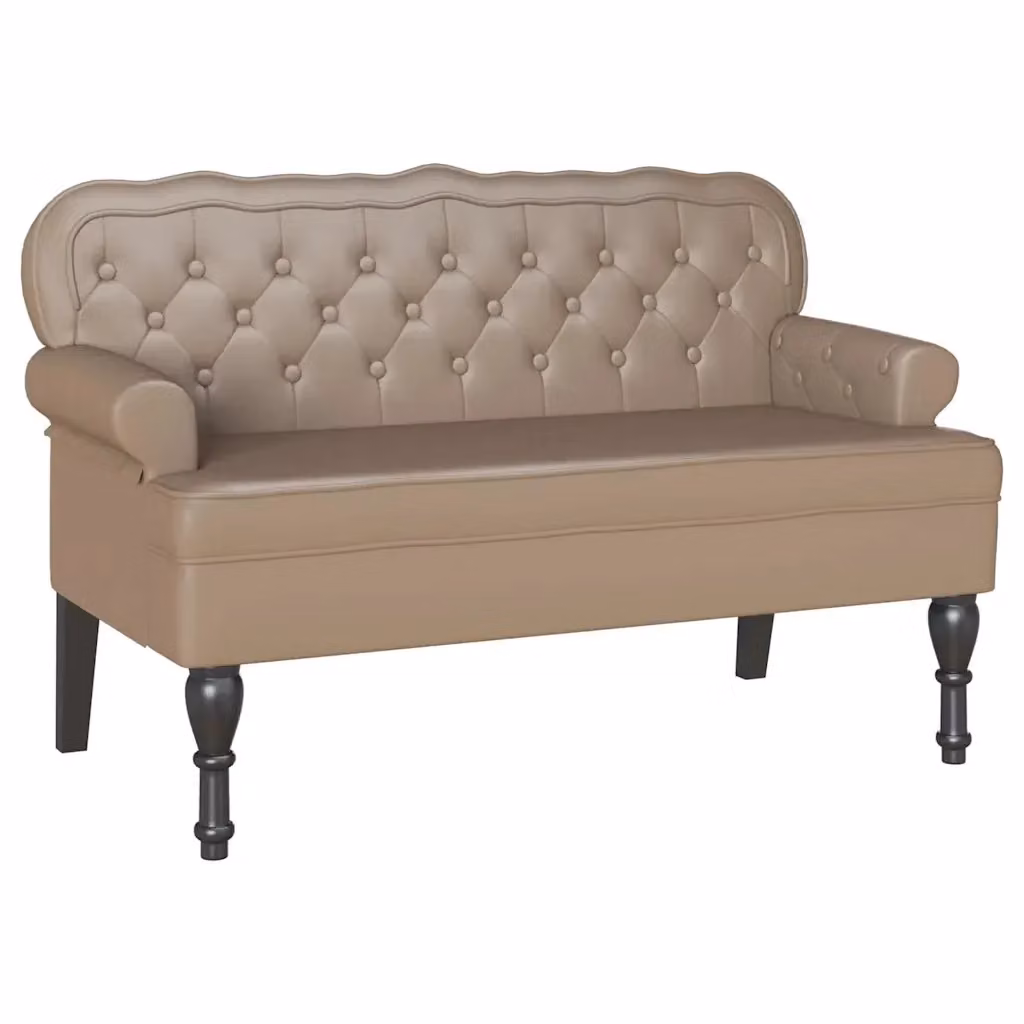 Panca Chesterfield vidaXL in ecopelle color cappuccino, L: 119,5 cm, P: 64,5 cm, H: 75 cm – 2