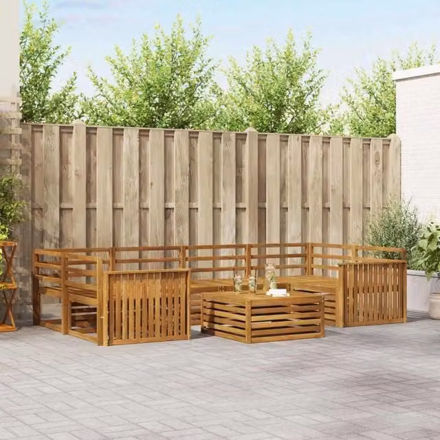 Set di divani da esterno 7 pz Naturale Legno di Acacia Massello 3373094