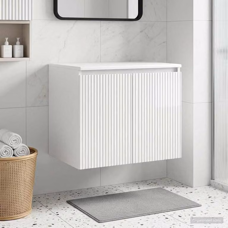 Mobiletto da bagno a muro vidaXL Bianco Lucido L: 62,5 cm, P: 44,5 cm, H: 50 cm
