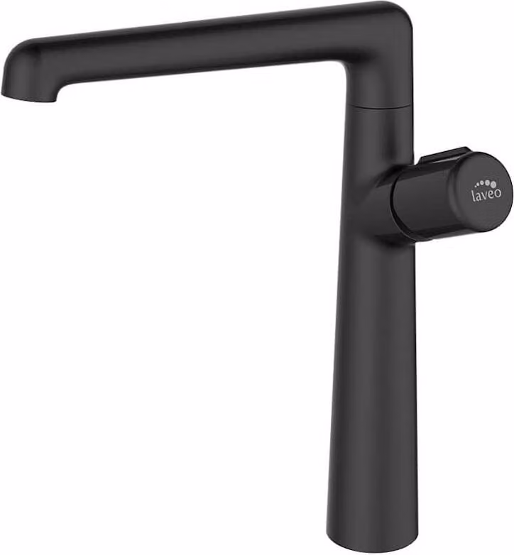 Miscelatore verticale di design per lavello con bocca a L nero