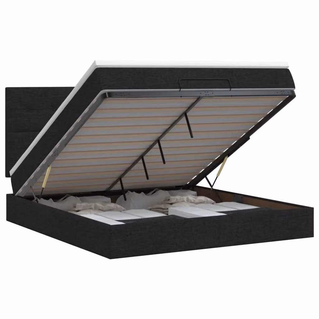 Letto ottomano con materasso vidaXL in tessuto nero L: 180 cm, P: 200 cm, H: 88 cm – 2