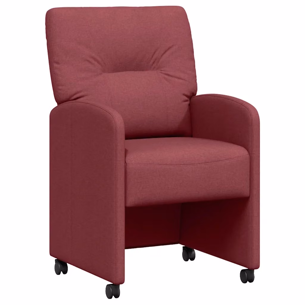 Set di 2 sedie da pranzo con ruote vidaXL in tessuto rosso, L: 57 cm, P: 67 cm, H: 95 cm – 2