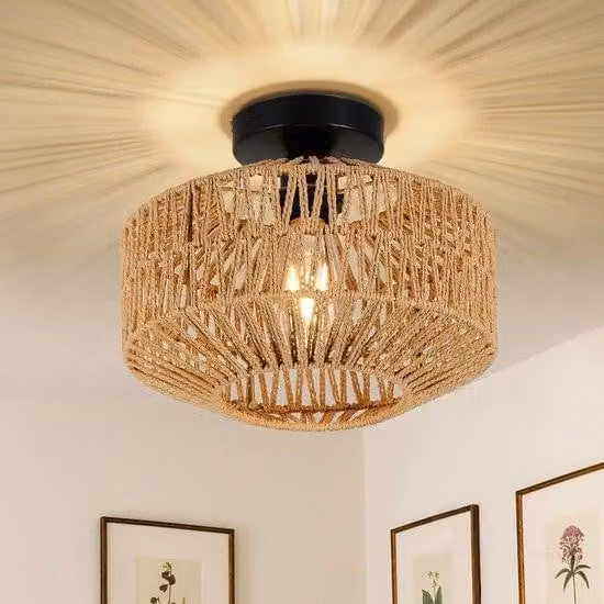 Lampade a sospensione in bambù - design rustico - ideali per soggiorno, camera da letto, cucina e ingresso