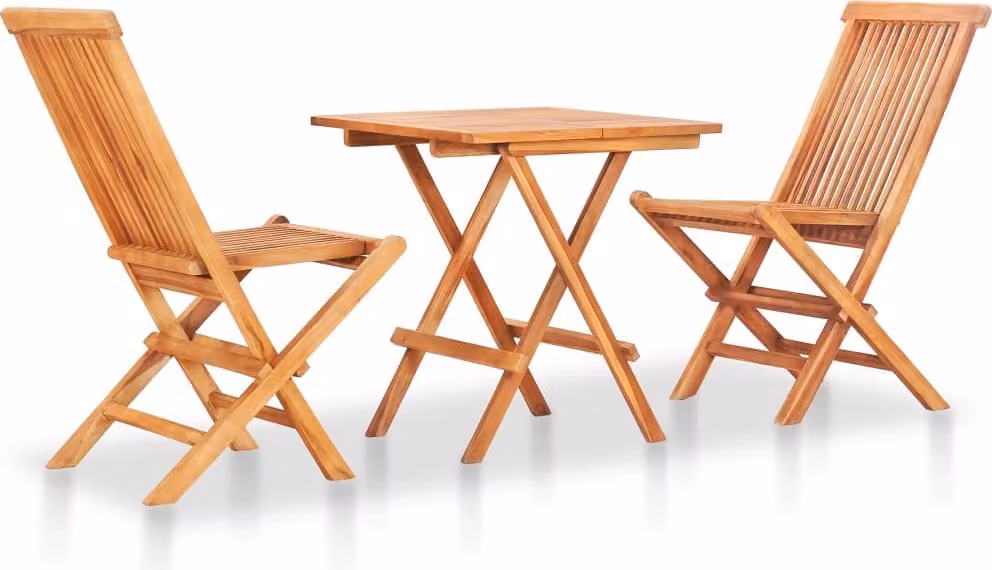 Maison Exclusive - Set da bistrot componibile, 3 pezzi, pieghevole, in teak massello