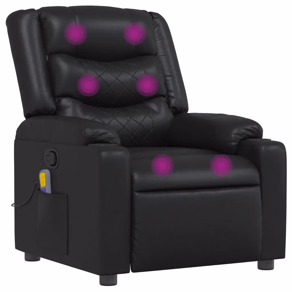 Poltrona Relax Reclinabile vidaXL in Similpelle Nera con Braccioli e Imbottitura in Schiuma – 2