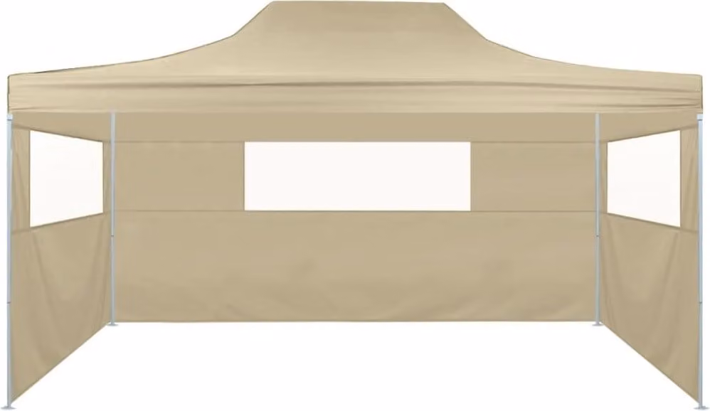 Tenda Pieghevole con 3 Pareti 3x4,5 m Crema