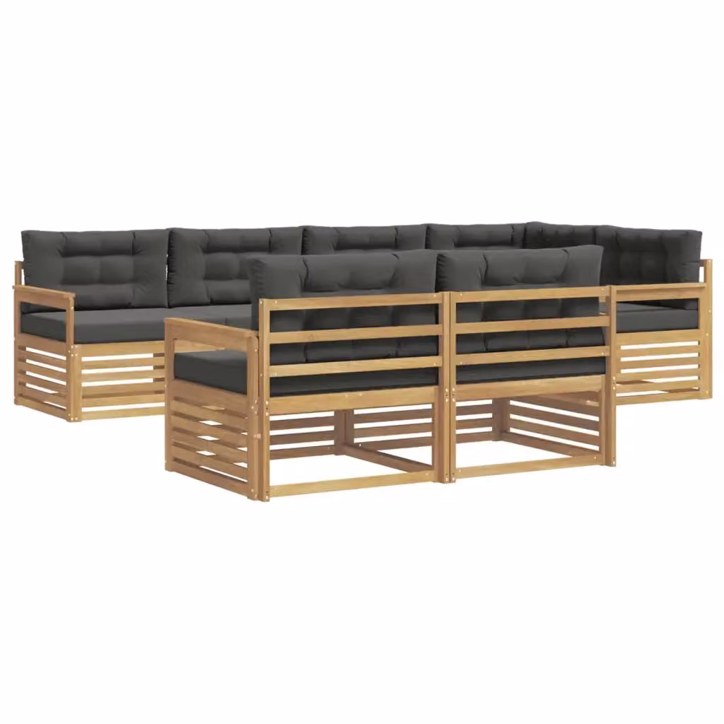 Set di divani da esterno a L vidaXL in legno di acacia con 7 pezzi, Bianco e Antracite – 2