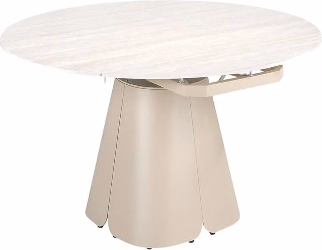 Tavolo da pranzo rotondo allungabile Angel Cerdà in ceramica e metallo color sabbia