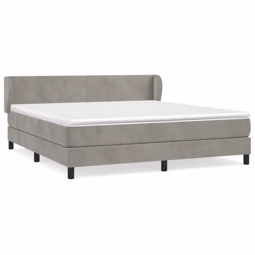 Letto Ibrido vidaXL con Giroletto a Molle e Materasso in Velluto Grigio e Bianco L/P: 160 x 200 cm – 2