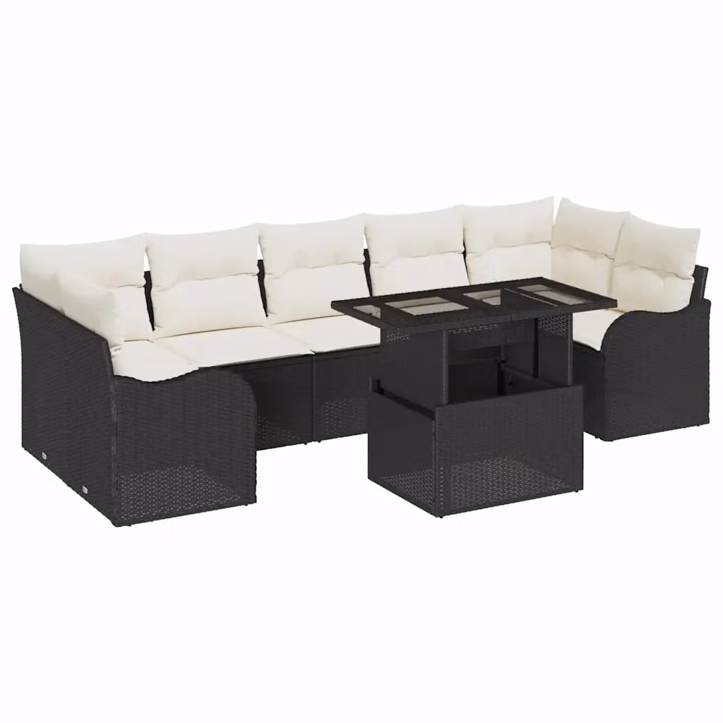 Set Divano da Giardino vidaXL 8 pz in Polyrattan Nero con Cuscini – 2