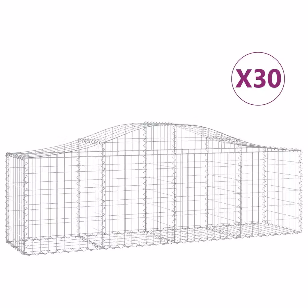 Set di 30 Cesti Gabbioni ad Arco Videx in Acciaio Zincato Grigio L: 200 cm, P: 50 cm, H: 60/80 cm – 2