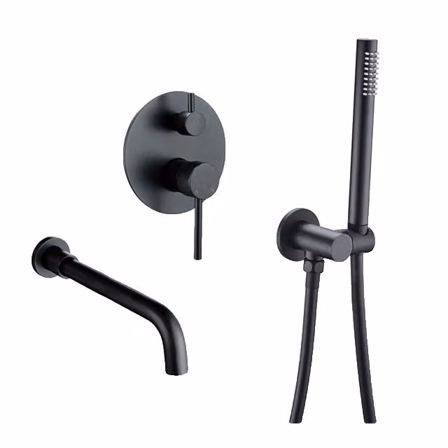 Soffione doccia, doppio comando, montaggio a parete, nero opaco-260 mm