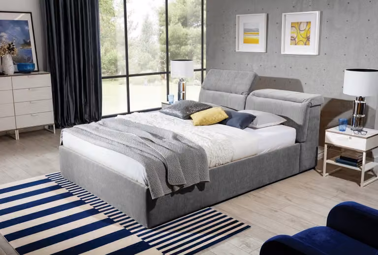 Design Graue Betten Luxus Samt Velvet Polster Bett Hotel Doppel Stoff 160x200