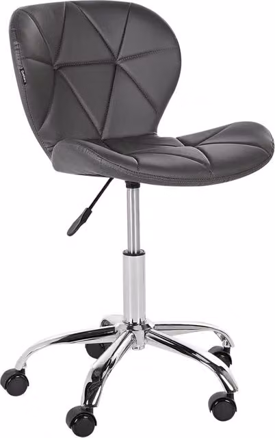 Sedia da ufficio girevole Beliani in ecopelle grigio matt, regolabile in altezza con ruote per home office e studio