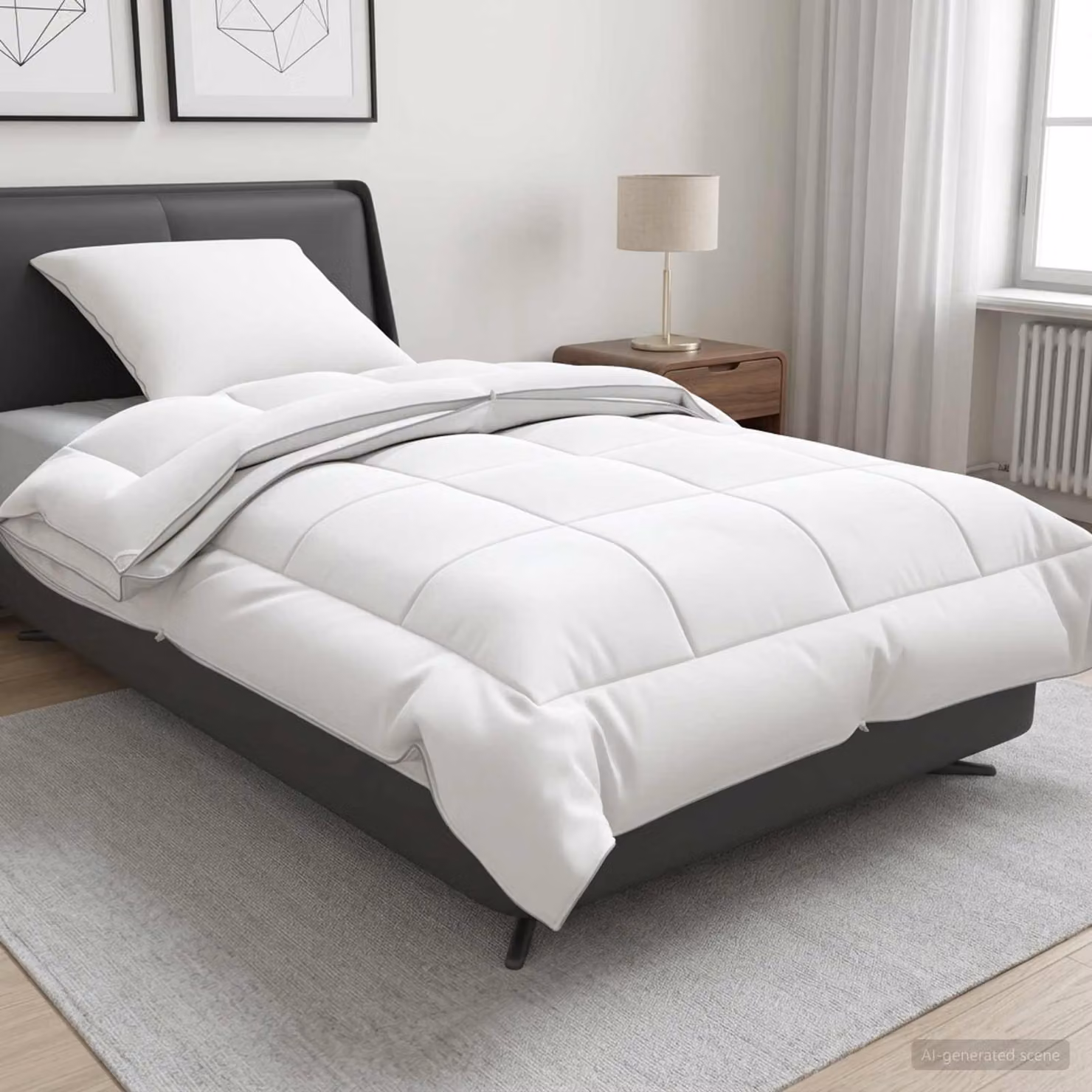 Set di piumone e cuscini 2 pz vidaXL 4 stagioni bianco L: 140 cm x P: 200 cm