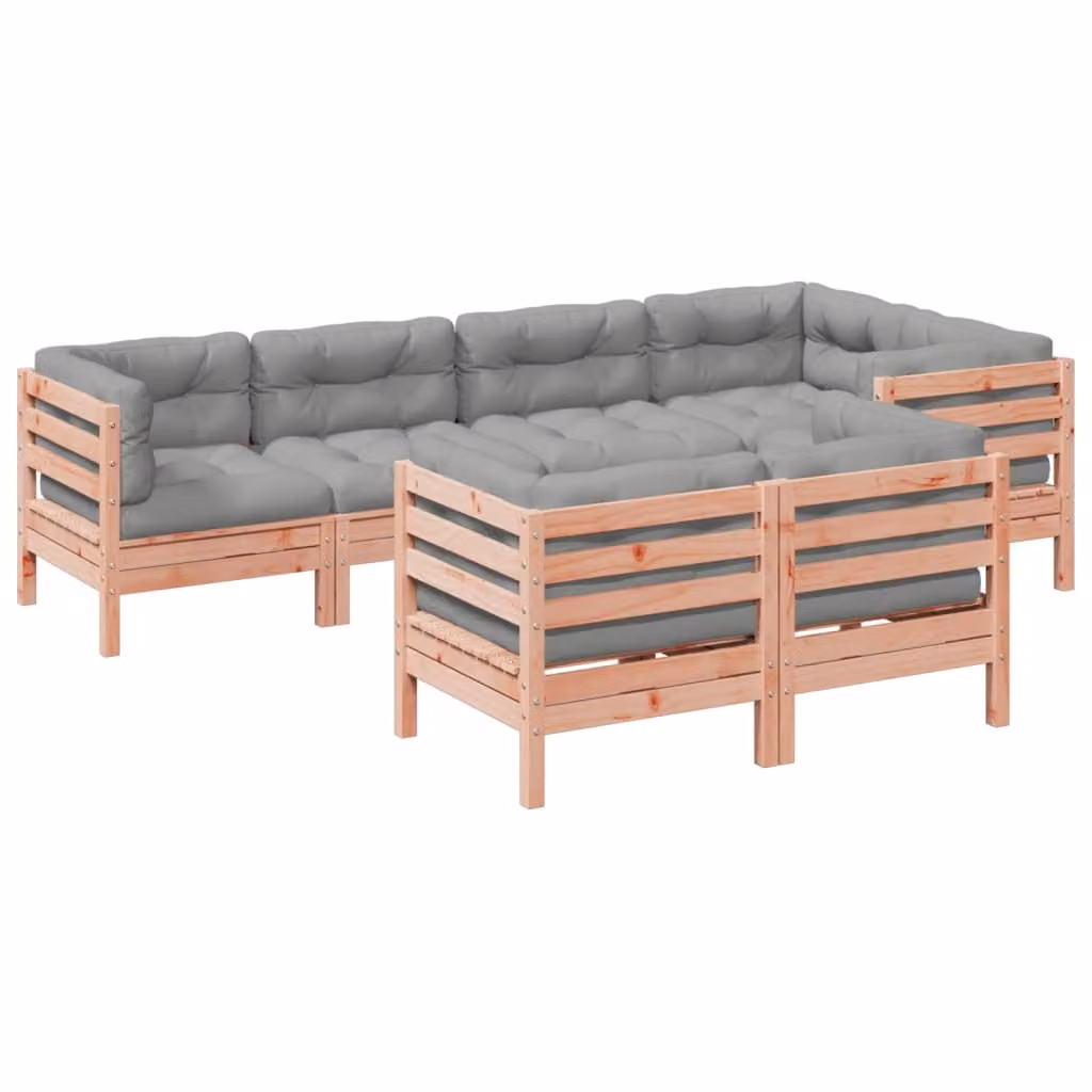Set Divani Giardino 7 pz Cuscini Legno Massello Abete Douglas
