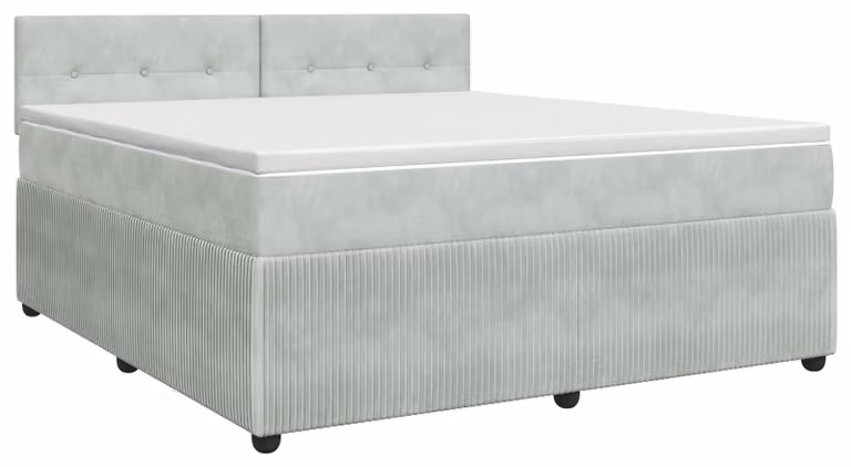 Letto a molle con materasso grigio chiaro 180 x 200 cm in velluto