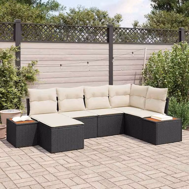 Maison Exclusive - Set da giardino composto da 6 pezzi, divano in rattan sintetico nero