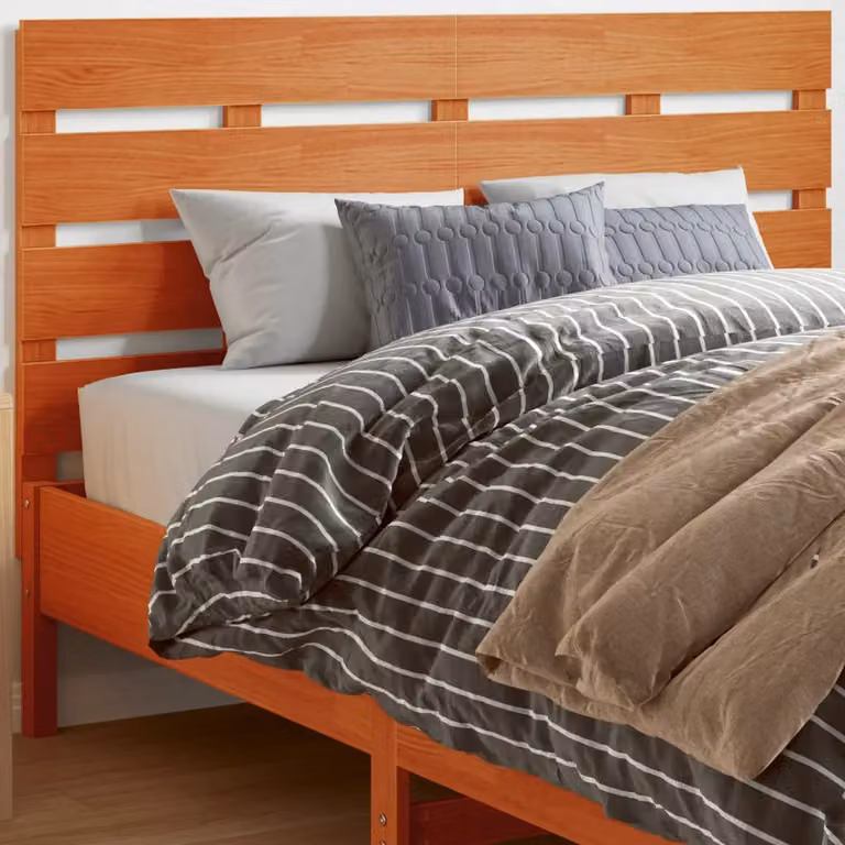Testiera per letto vidaXL in legno massello di pino, stile rustico, colore marrone cera, L: 150,5 cm, H: 80 cm, P: 3 cm