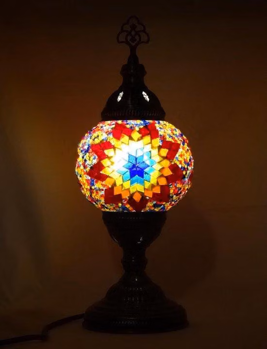 Lampada da tavolo mosaico dell'Asia orientale (lampada turca) Ø 12 cm, realizzata a mano, altezza 36 cm, per lampadine E14 fino a 40 Watt