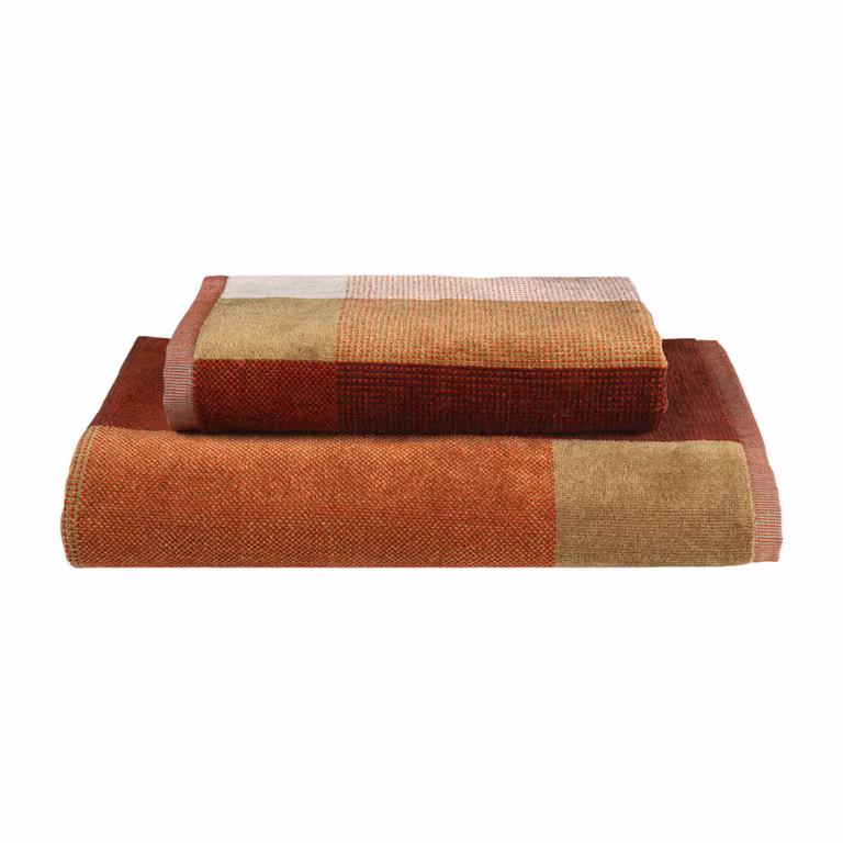 CROMATISMI Coppia ospite e asciugamano - Taglia: 40x50 + 50x100,Colore: CROMATISMI - BURGUNDY/ZUCCA