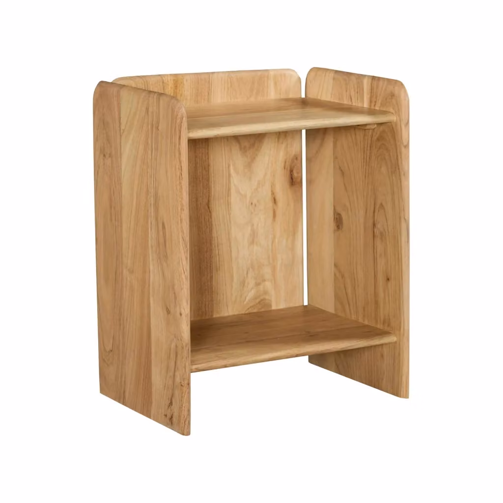 Set di 2 comodini SWEEEK in legno di acacia marrone e beige con 2 livelli, L 40 cm x P 50 cm – 2