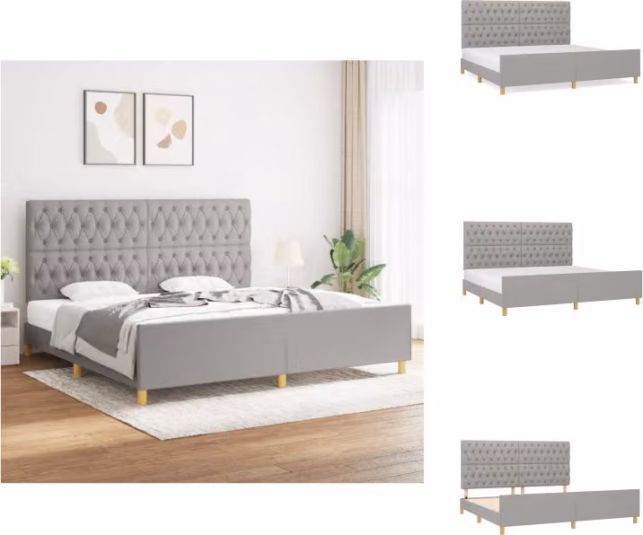 vidaXL Struttura letto con testiera in tessuto grigio chiaro 200x200 cm - Letti e strutture letto