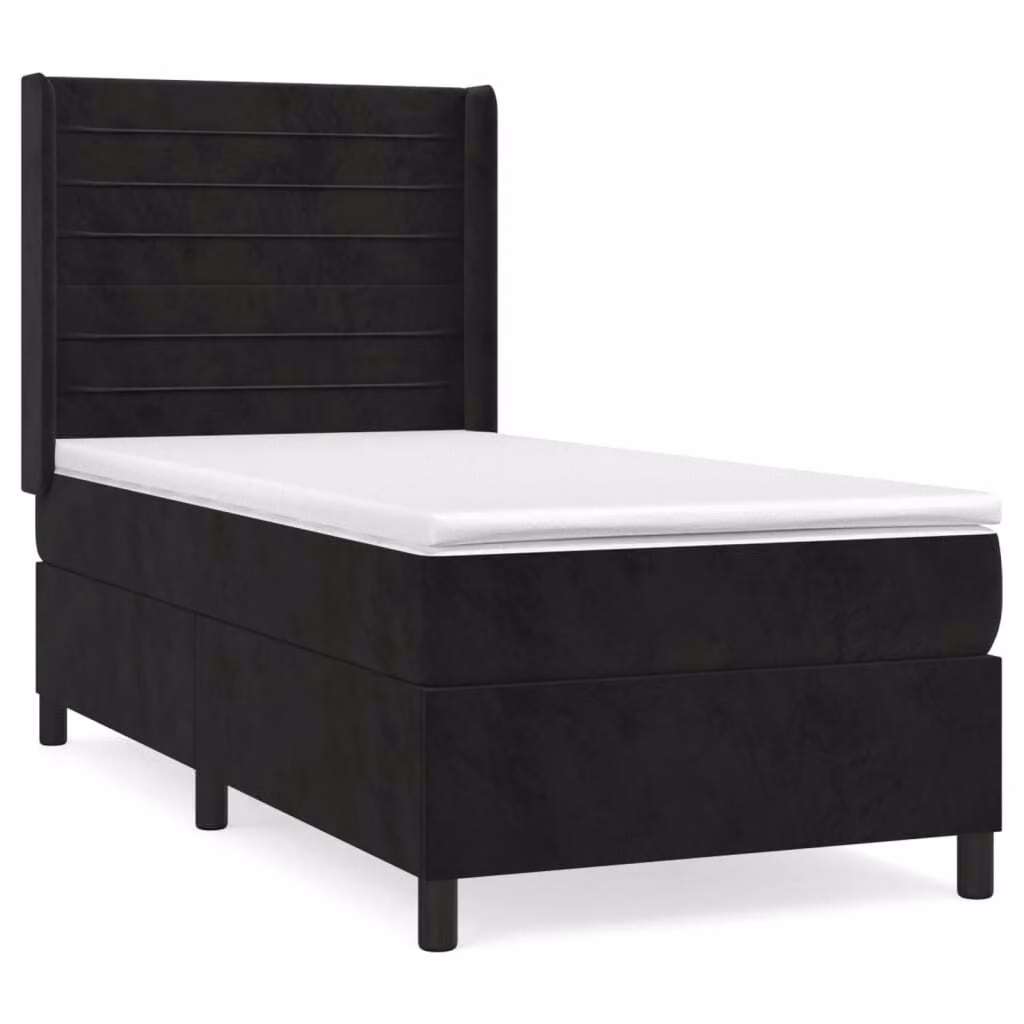 Giroletto a Molle con Materasso Nero 80x200 cm in Velluto