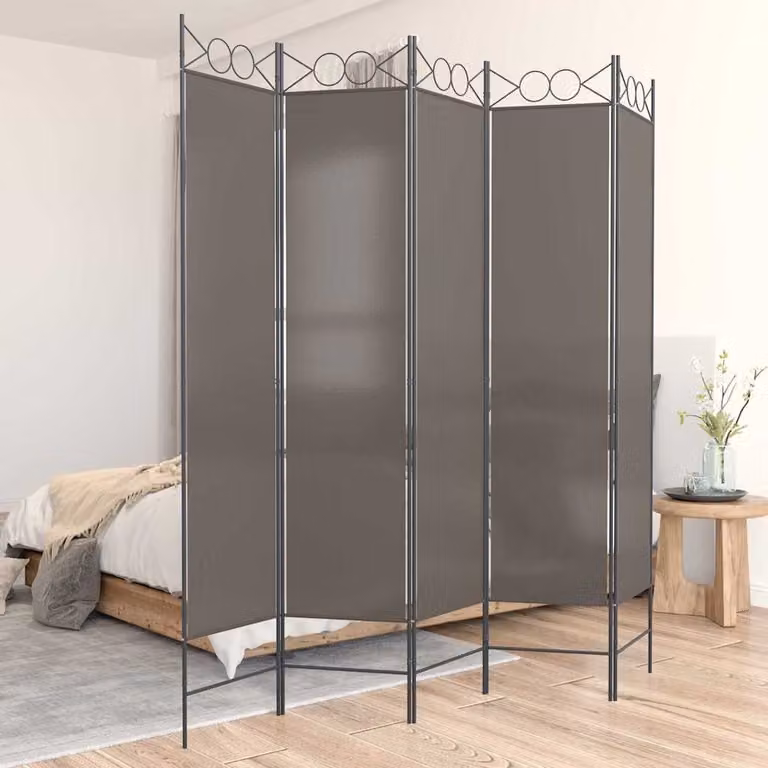 Divisorio a 5 Pannelli vidaXL Antracite in Tessuto L 200 cm x H 200 cm