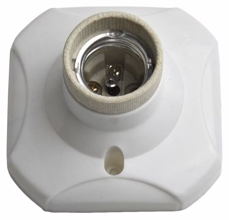 Portalampada in Vetroceramica E27, resistente alle alte temperature, colore bianco