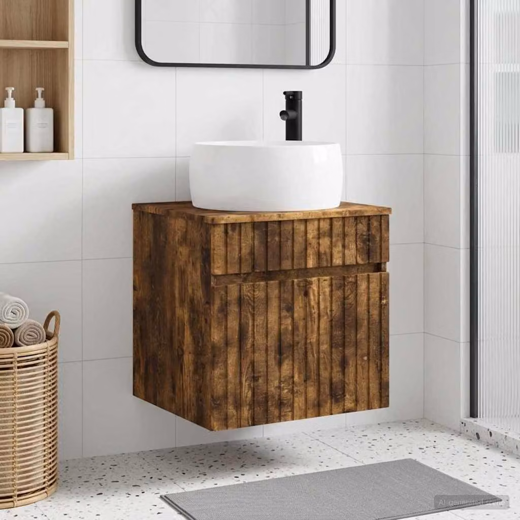 Mobile lavabo da parete vidaXL in Rovere Fumo, L 49 cm x P 44,5 cm x H 66 cm