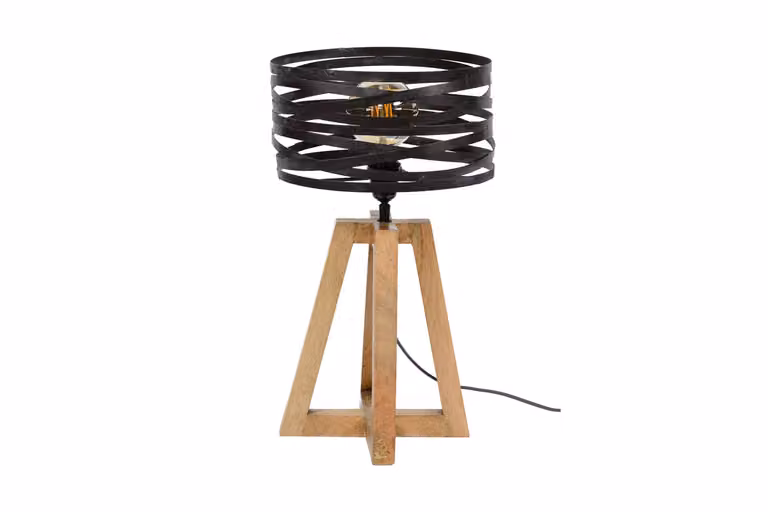Lampada da tavolo KAWOLA Lampada da tavolo DALIAN legno/metallo nero