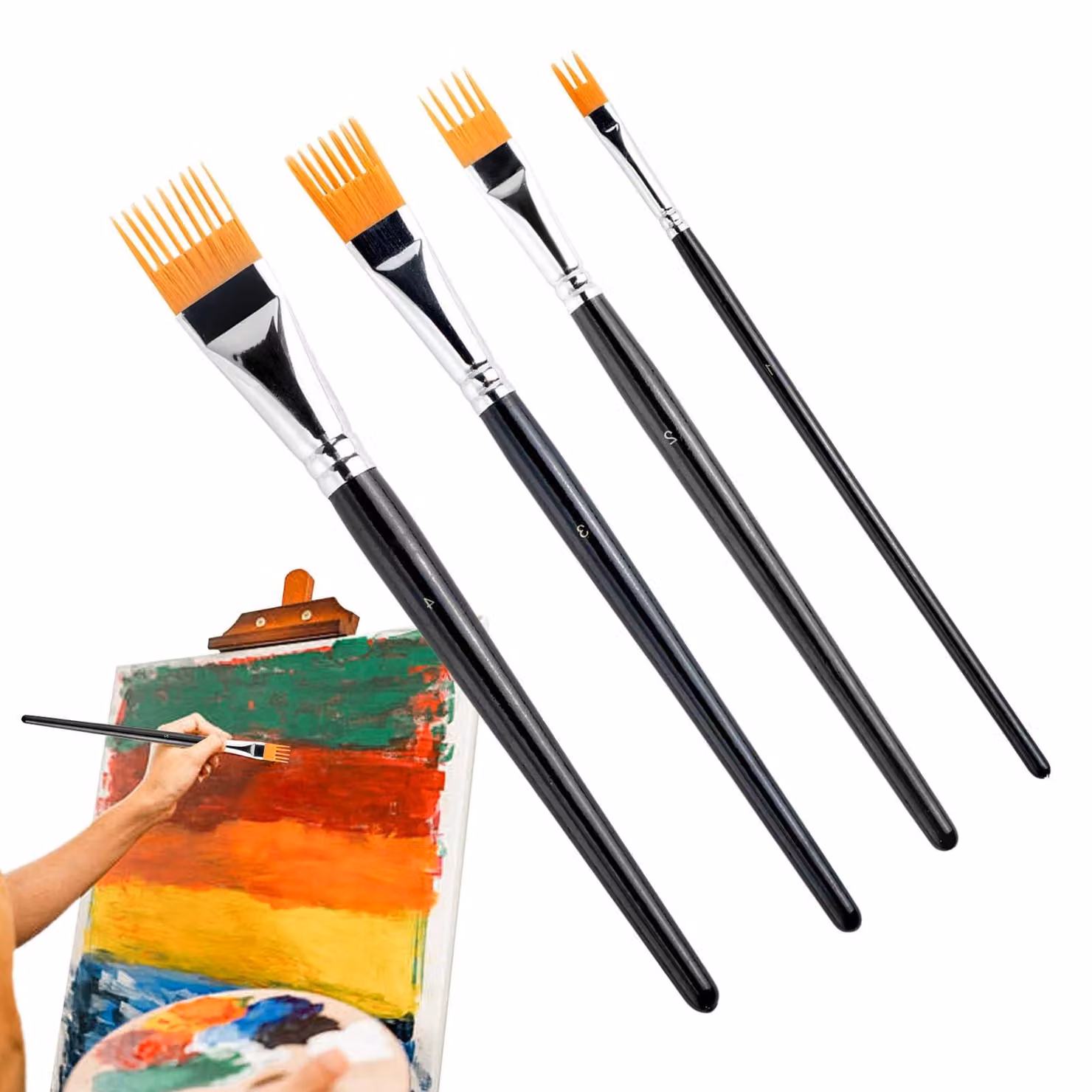 Set di 4 pennelli per verniciatura con manico ergonomico