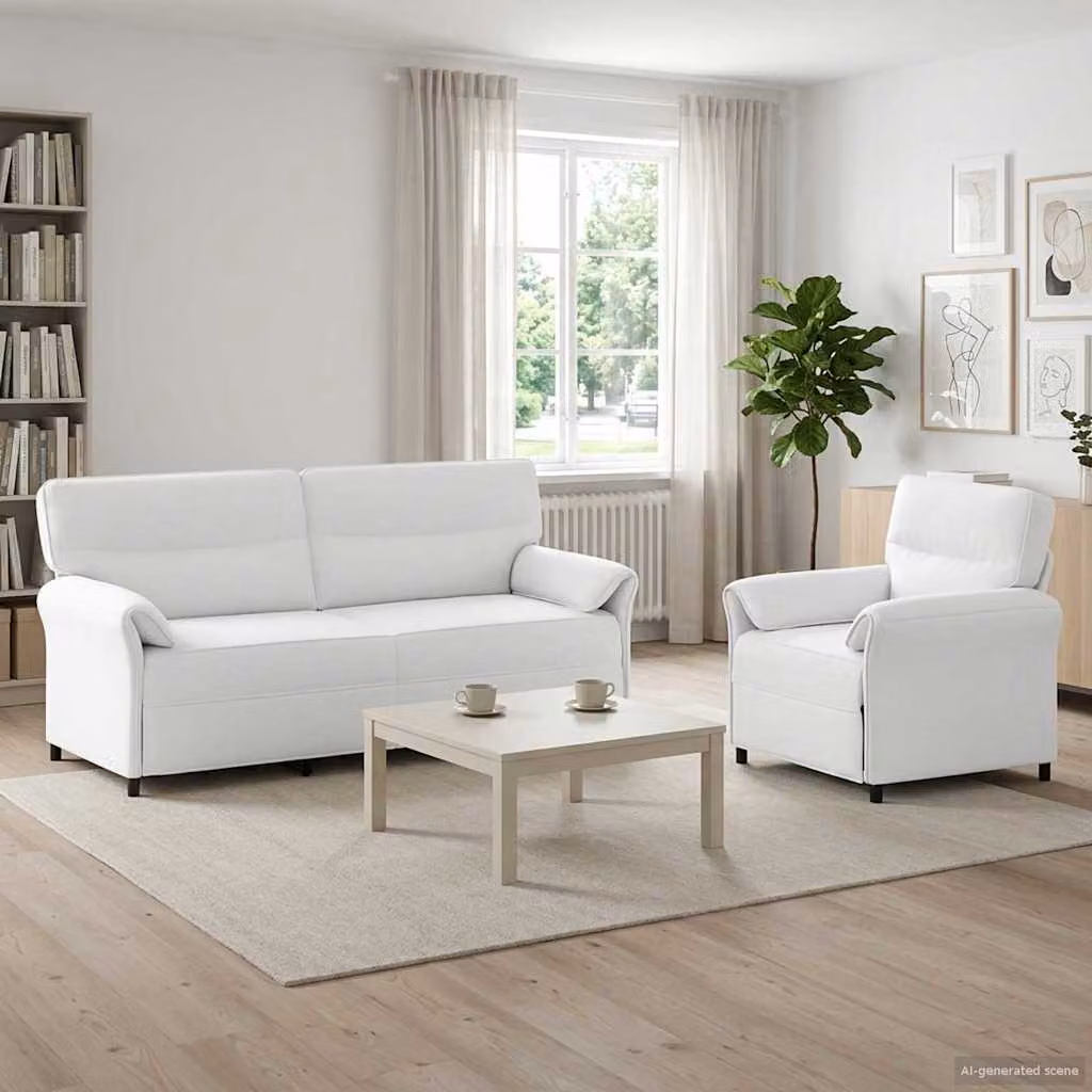 Set di 2 divani moderni vidaXL in tessuto bianco con struttura in metallo per il tuo soggiorno
