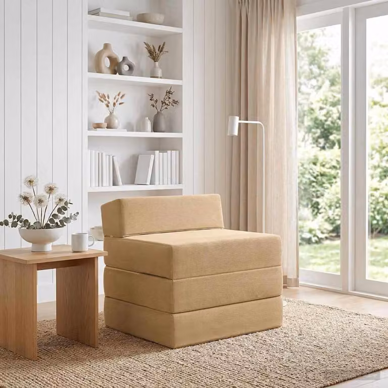 vidaXL Divano Letto Pieghevole Minimalista Grigio Verde Chiaro con Materasso in Schiuma