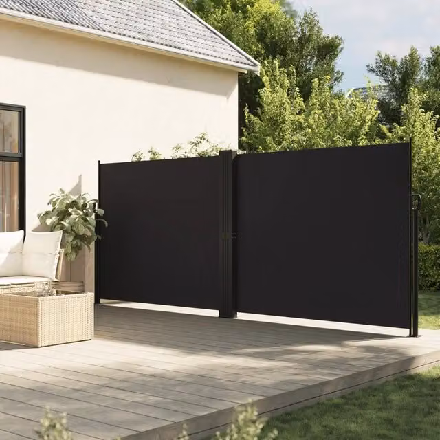 Tenda da sole laterale retrattile Videx in poliestere e acciaio, colore nero, L: 600 cm, H: 180 cm – 1