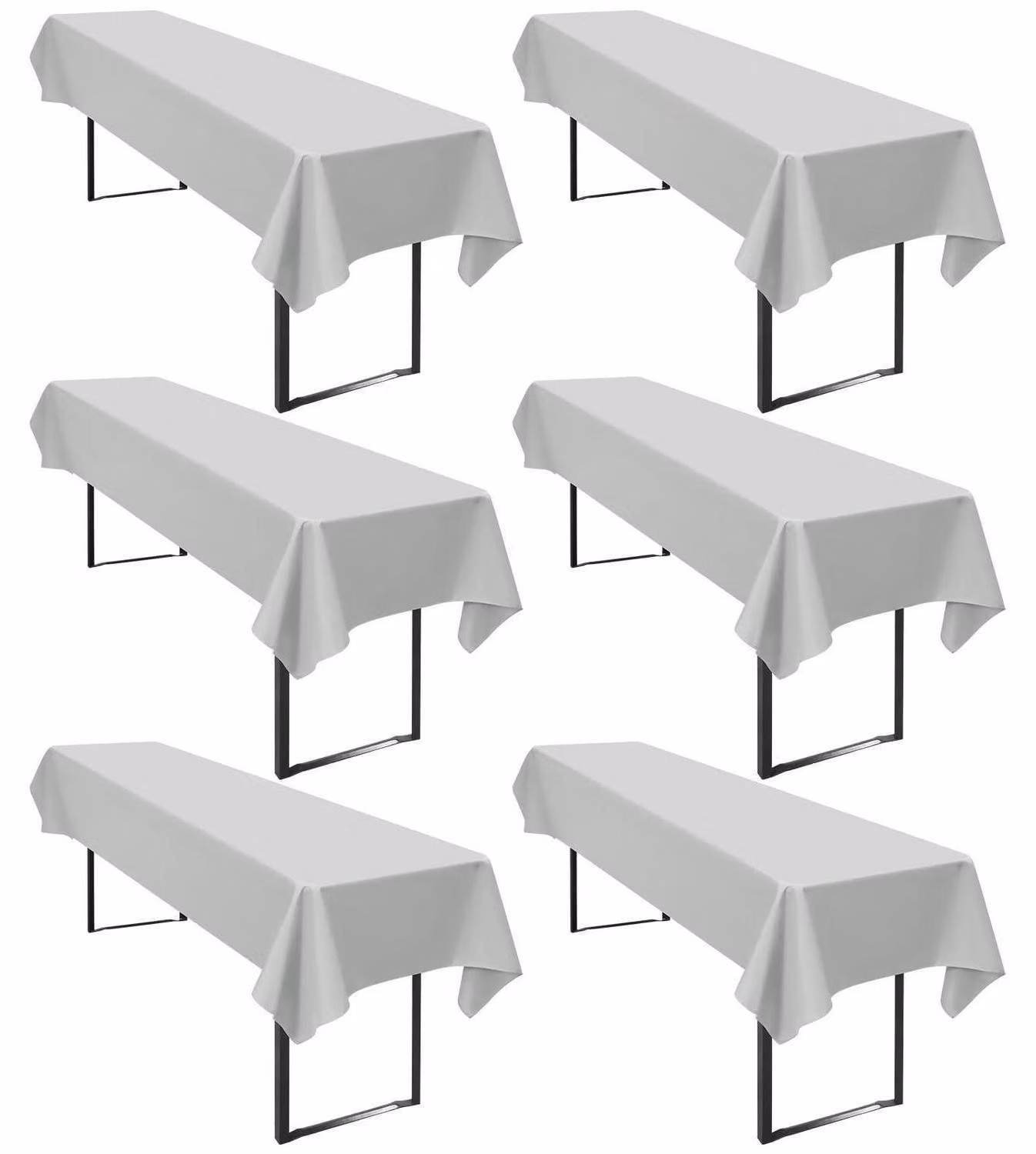 Tovaglia per birreria, set da 6 pezzi, 110 x 260 cm, grigia, in poliestere