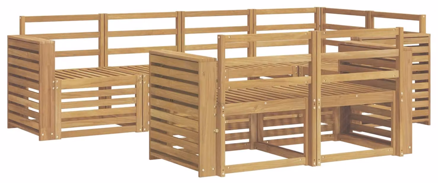 Set di divani da esterno, 7 pezzi, colore bianco, dimensioni 251 x 132,5 x 73 cm