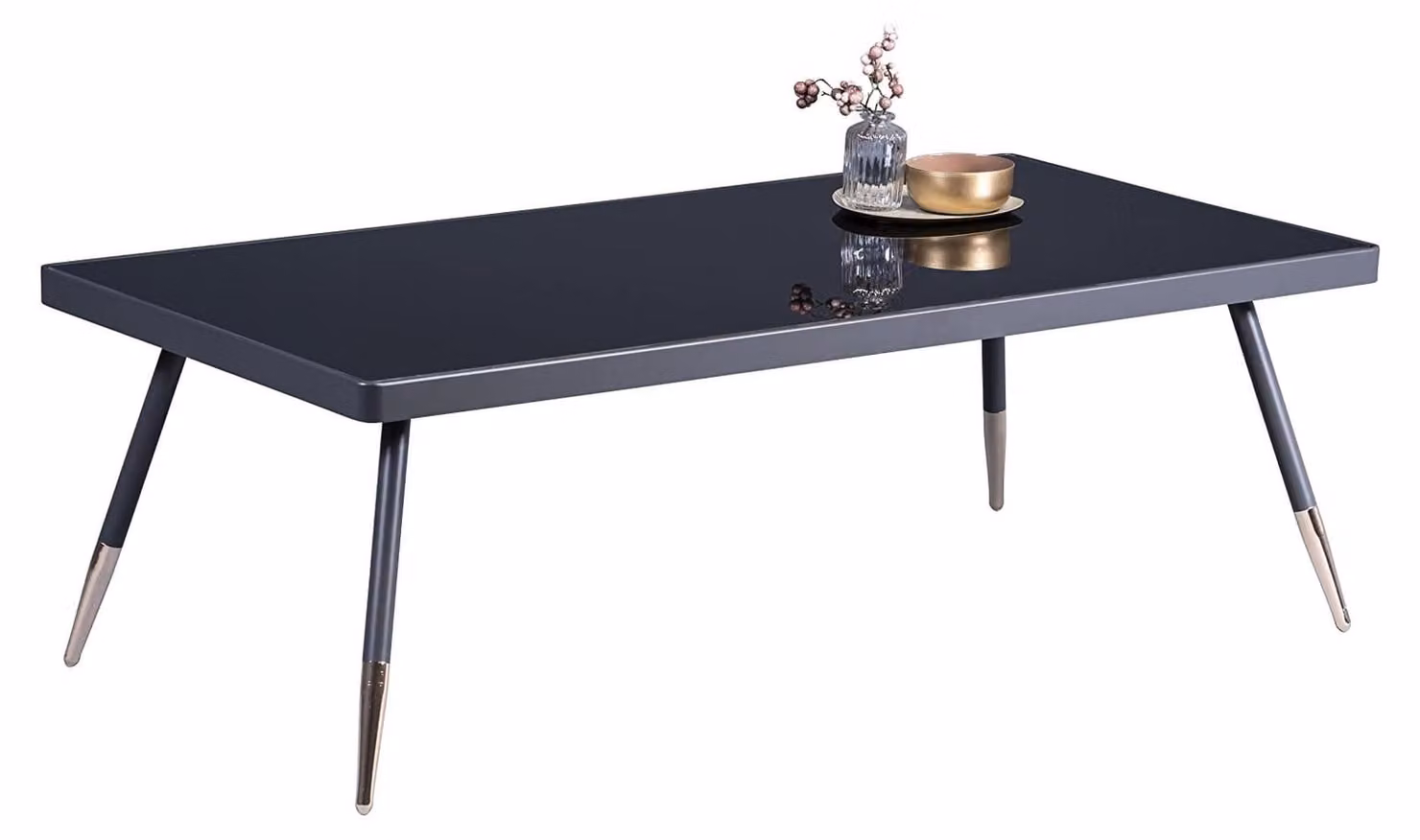Omgoods - Tavolino da salotto moderno in metallo con piano in vetro