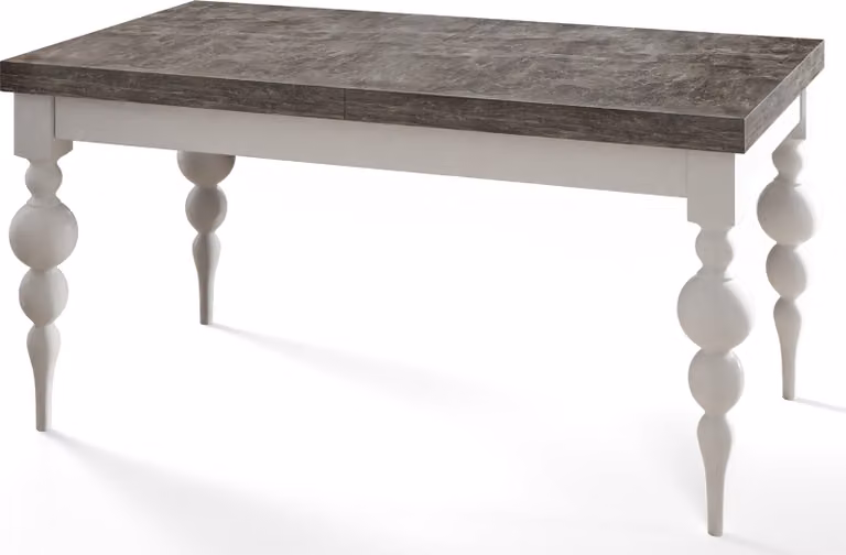 Tavolo rettangolare per sala da pranzo LENA, tavolo allungabile, dimensioni: 170-250X90X78,5 cm, colore tavolo da soggiorno: grigio scuro, con gambe del tavolo in bianco