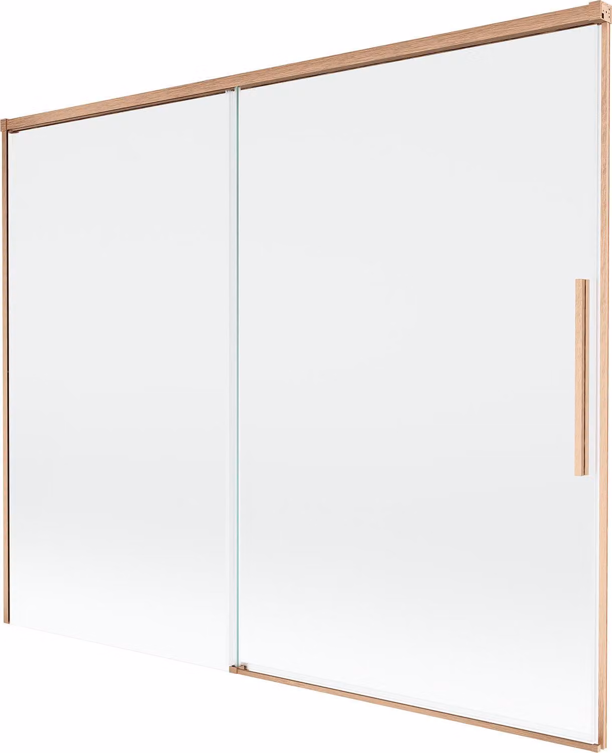 Mexen Rox paravento da bagno a 2 ante scorrevoli 190 x 150 cm, trasparente, rame spazzolato - 8C9-190-001-65-00