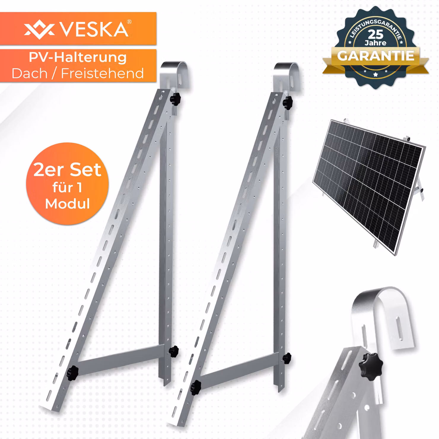 Supporto per impianto fotovoltaico da balcone Supporto solare 114 cm per ringhiera Balcone Supporto per modulo solare 45 pollici Modulo fotovoltaico regolabile Angolo 0-90 gradi